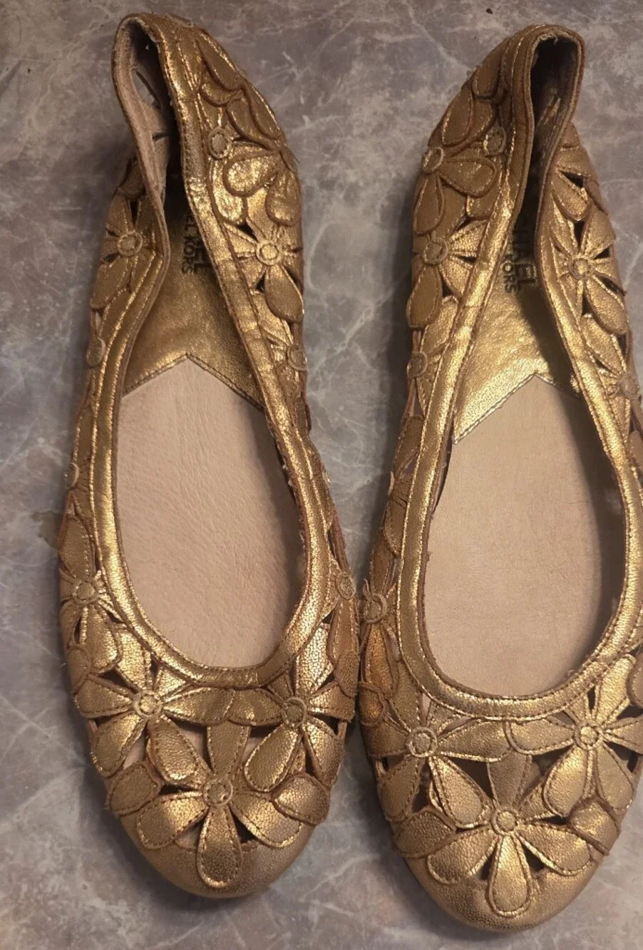 Michael Kors Gold Floral Cutout Ballet Flats